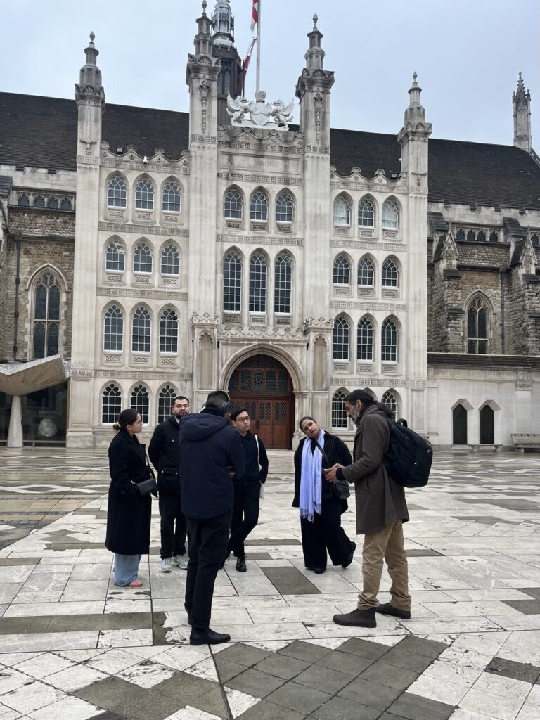 Guildhall with walkers