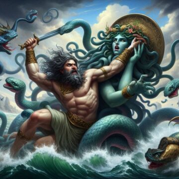 poseidon god of the sea takes advantage of medusa