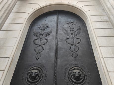 Temple like doors of the Bank of England